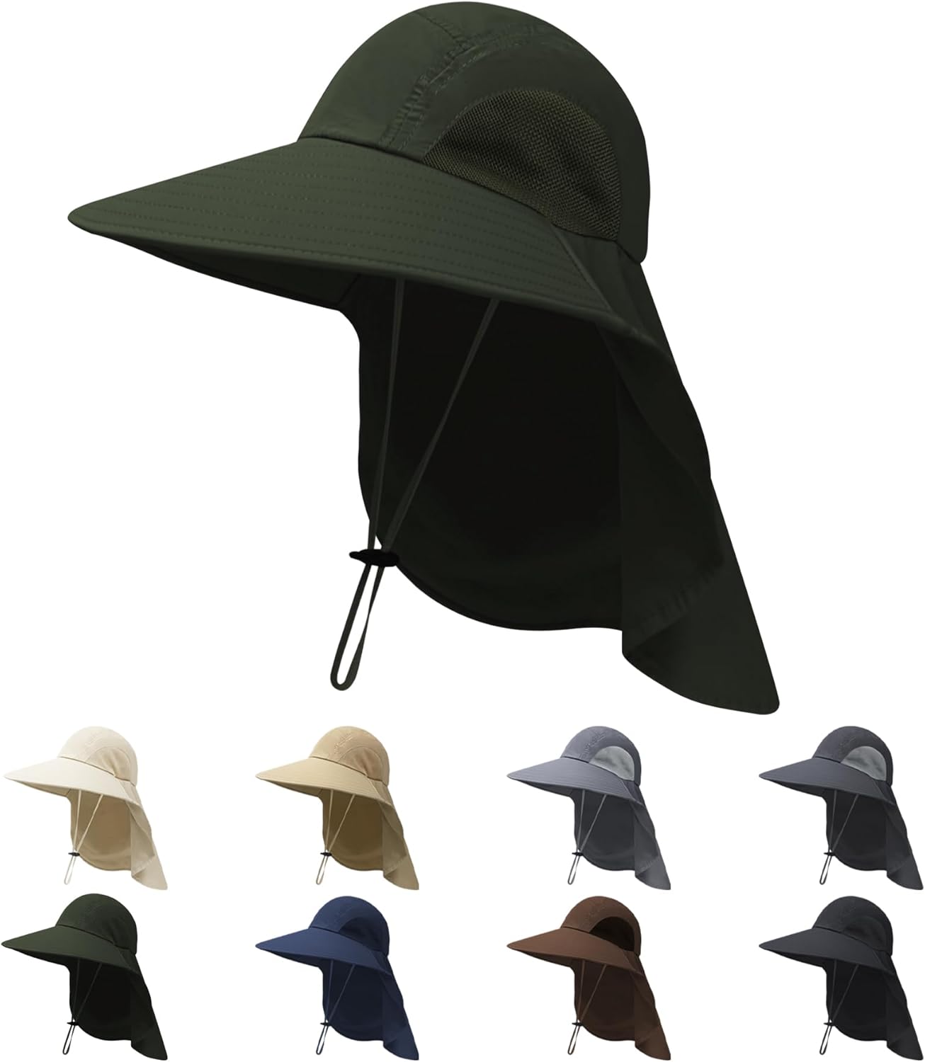Wide Brim Bucket Hat with Neck Flap