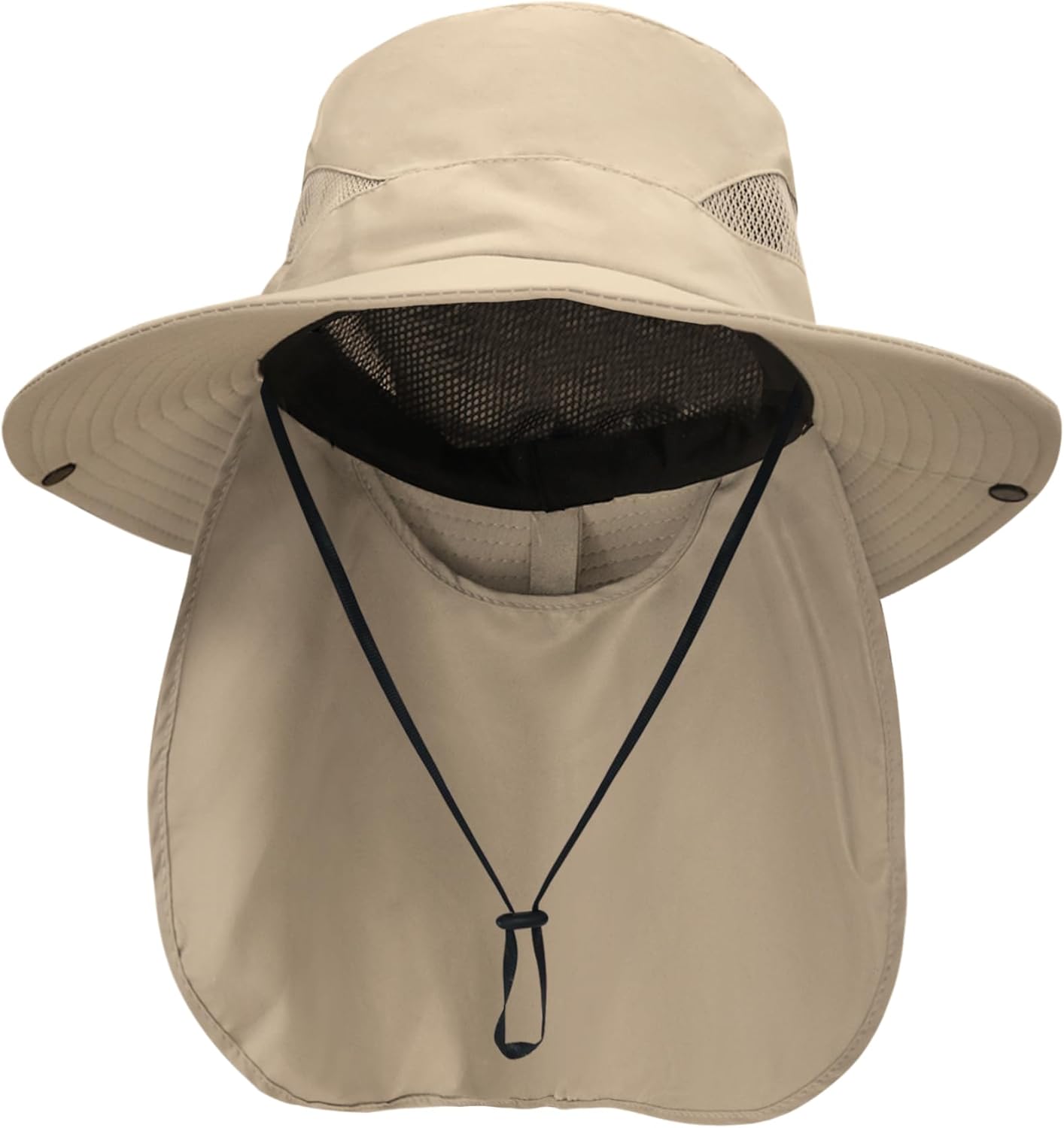 Wide Brim Bucket Hat with Neck Flap