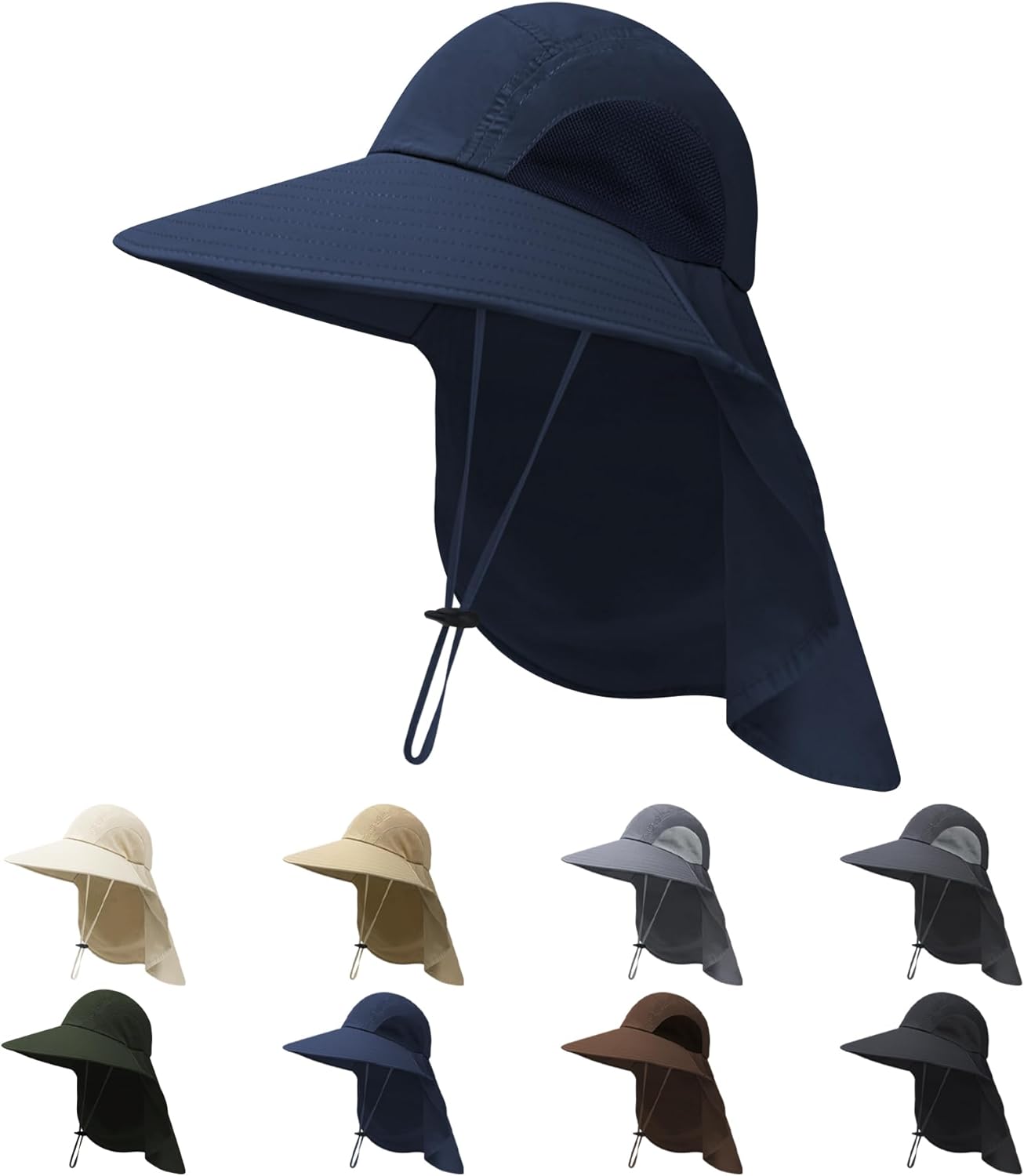 Wide Brim Bucket Hat with Neck Flap