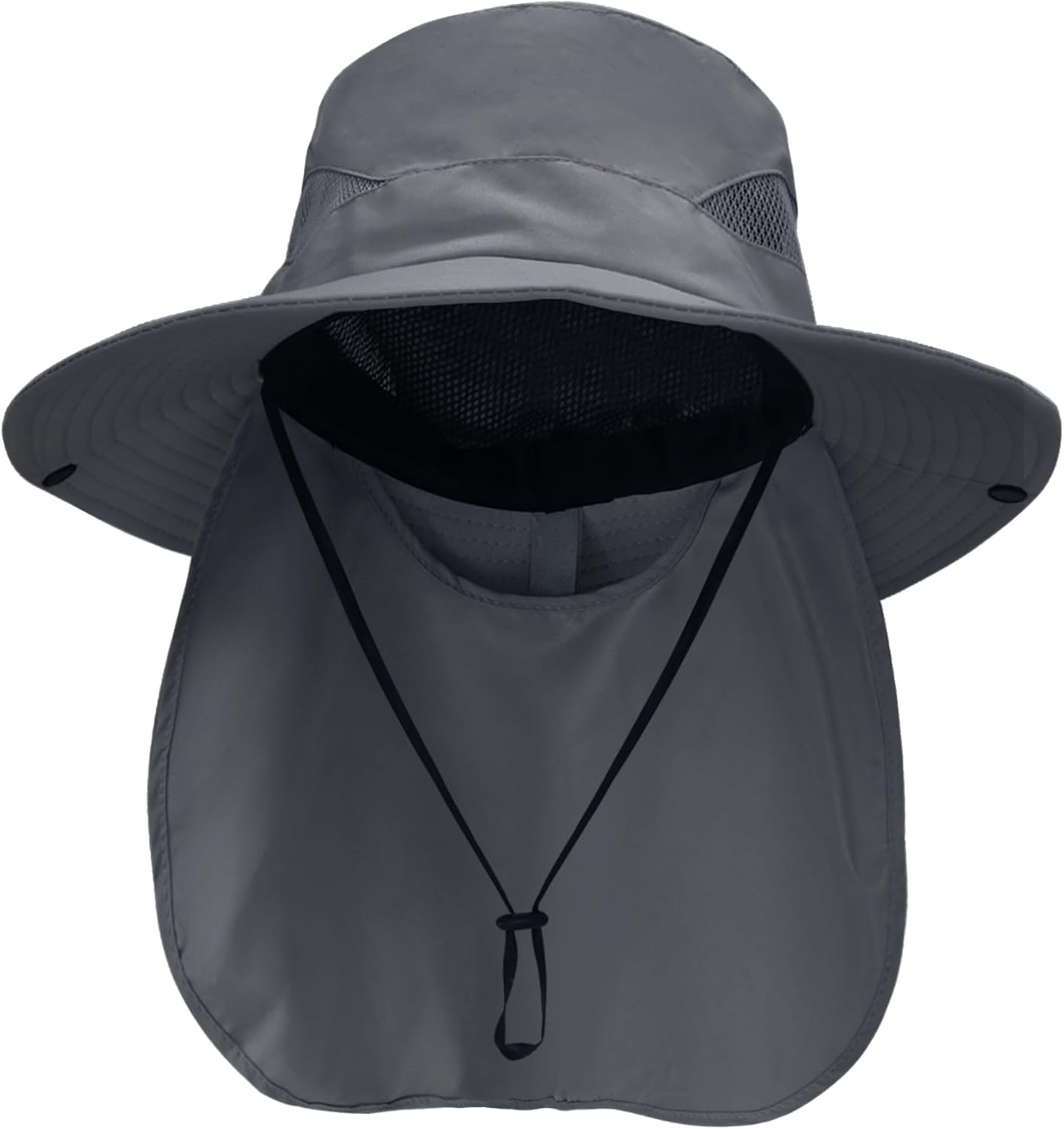 Wide Brim Bucket Hat with Neck Flap