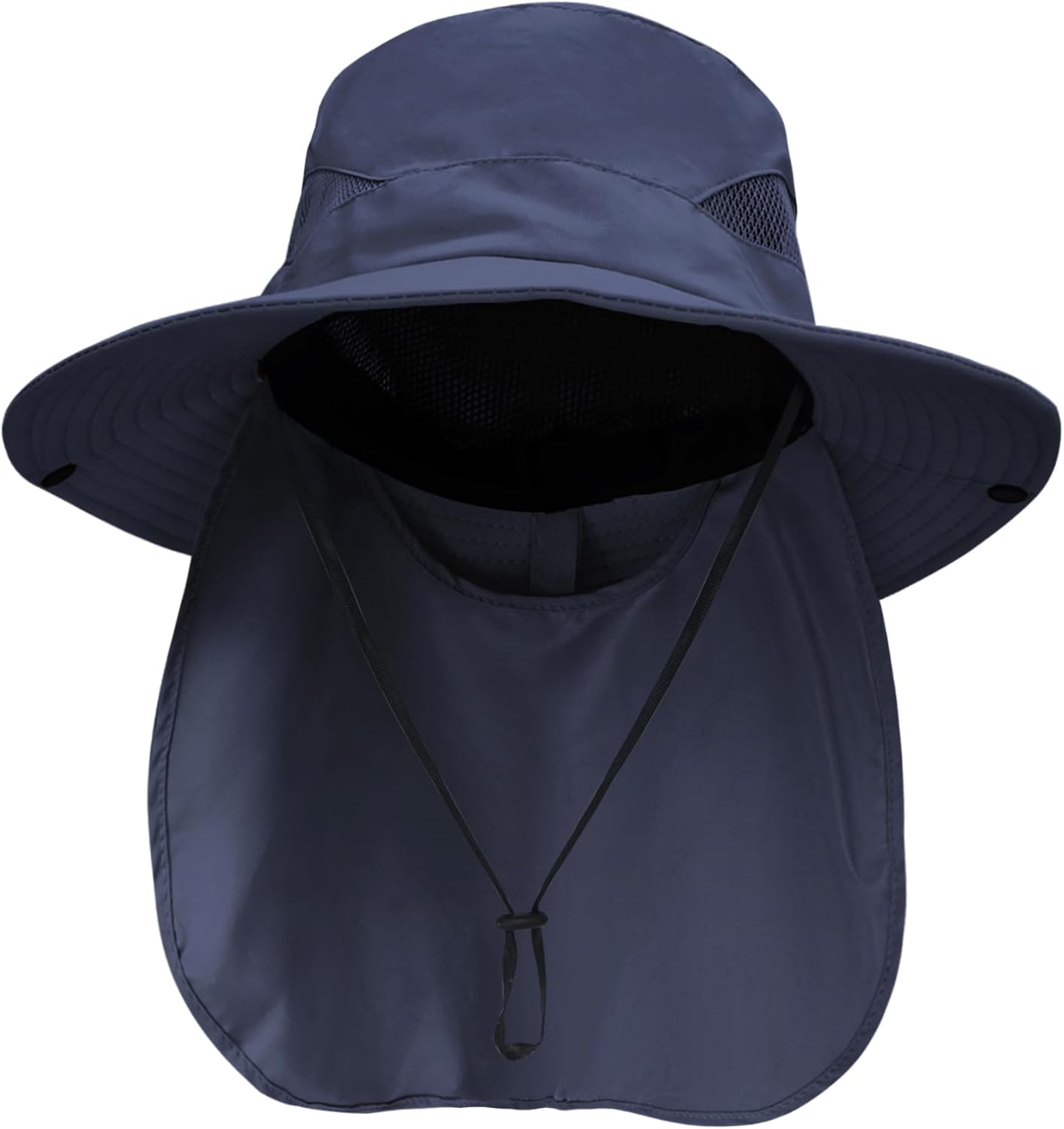 Wide Brim Bucket Hat with Neck Flap