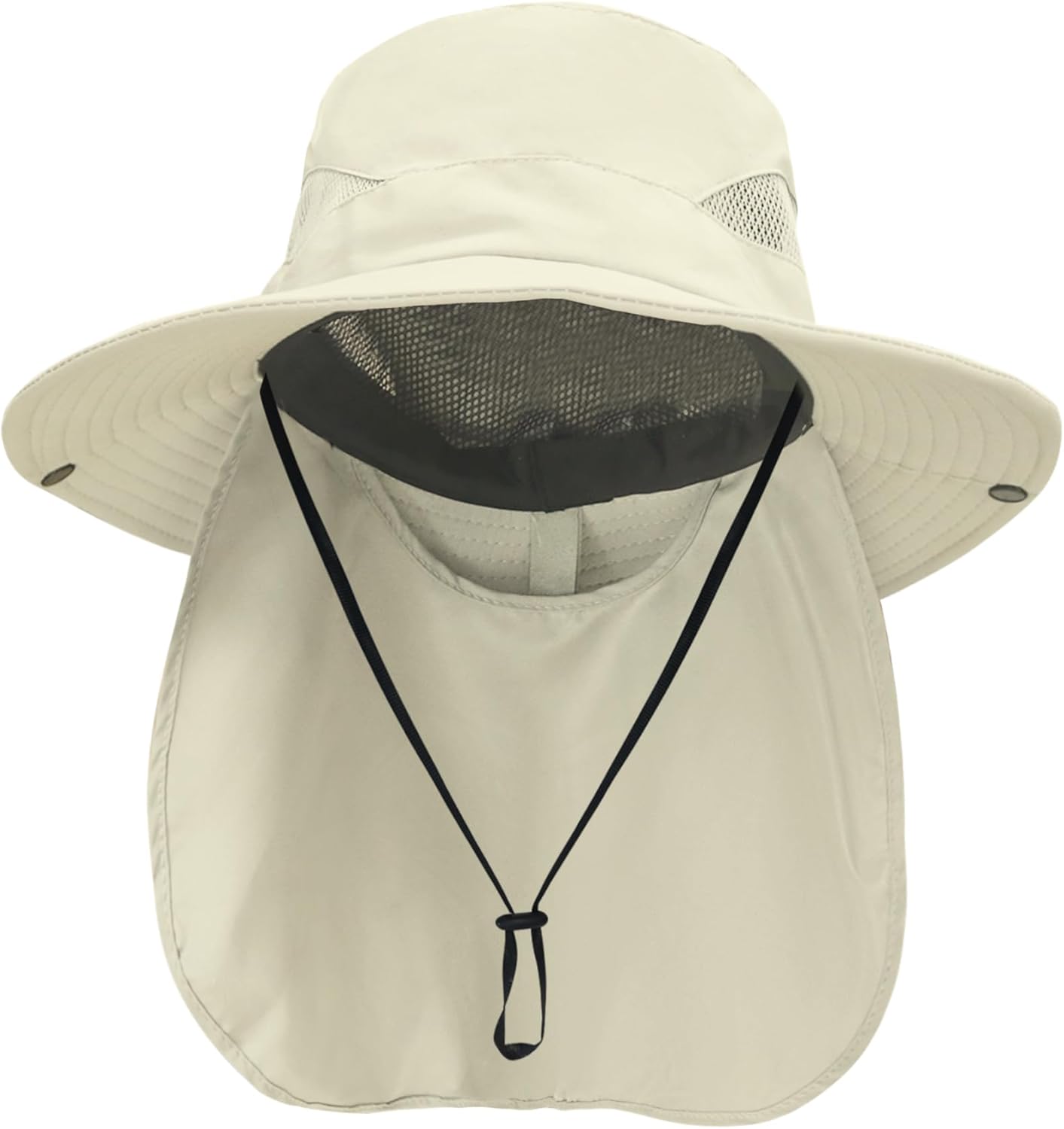 Wide Brim Bucket Hat with Neck Flap
