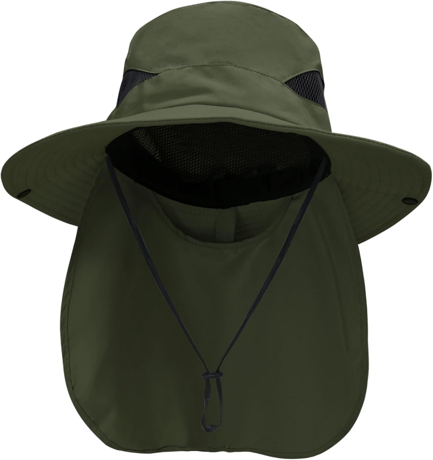 Wide Brim Bucket Hat with Neck Flap