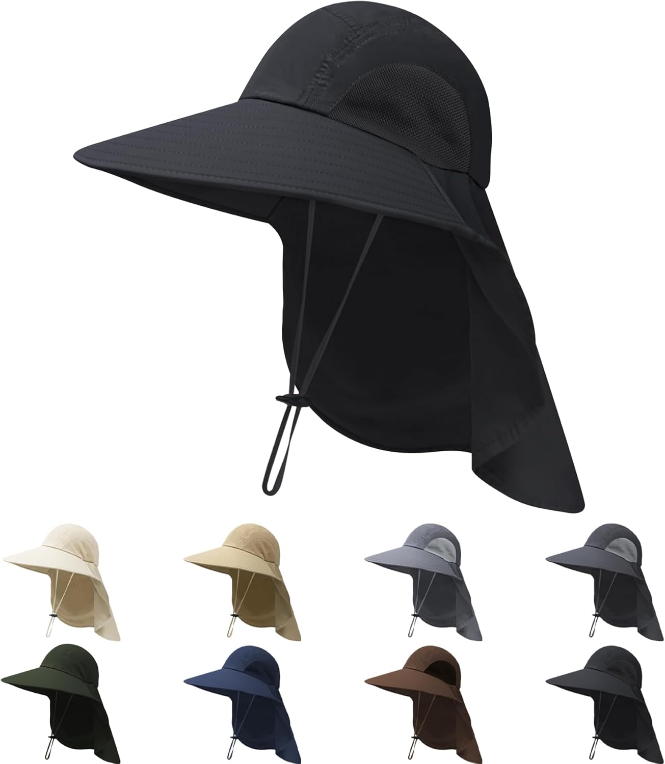 Wide Brim Bucket Hat with Neck Flap