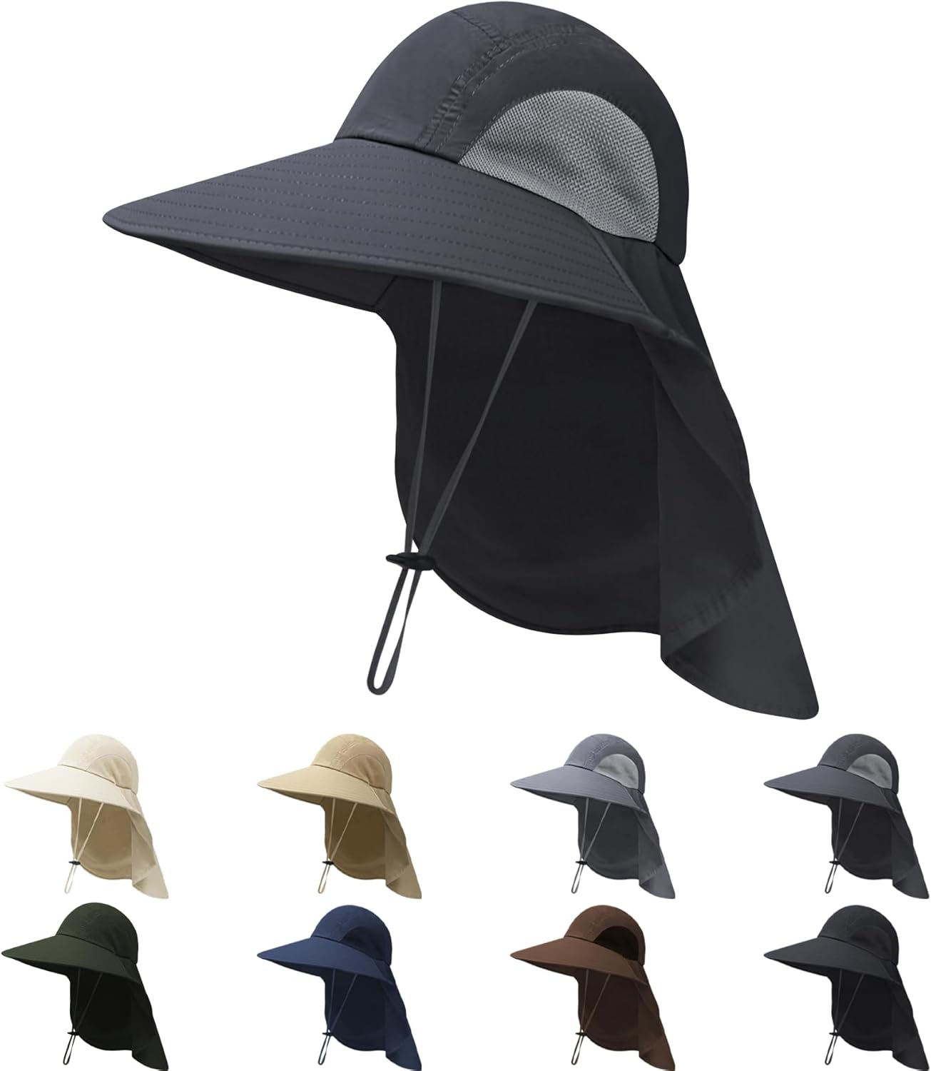 Wide Brim Bucket Hat with Neck Flap