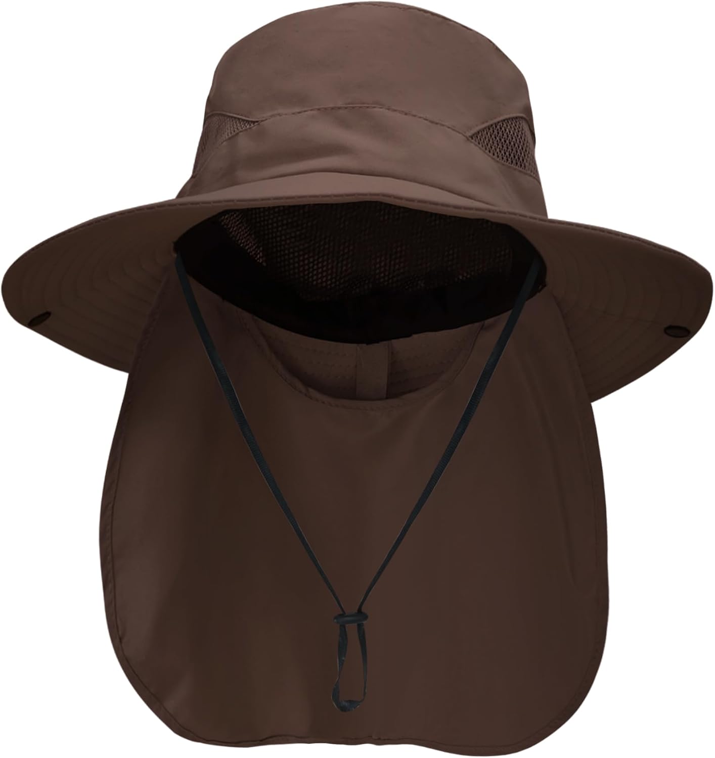 Wide Brim Bucket Hat with Neck Flap