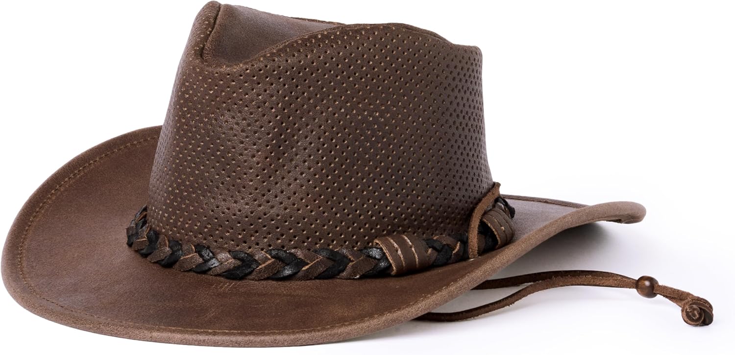Foldable Leather Outback Hat
