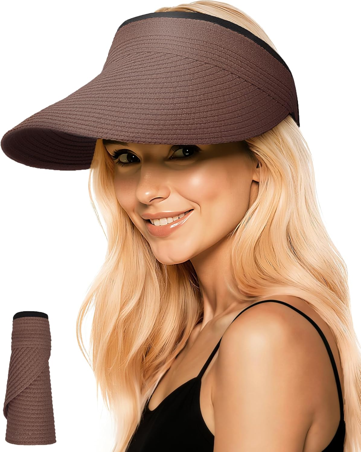 Wide Brim Straw Visor Hat
